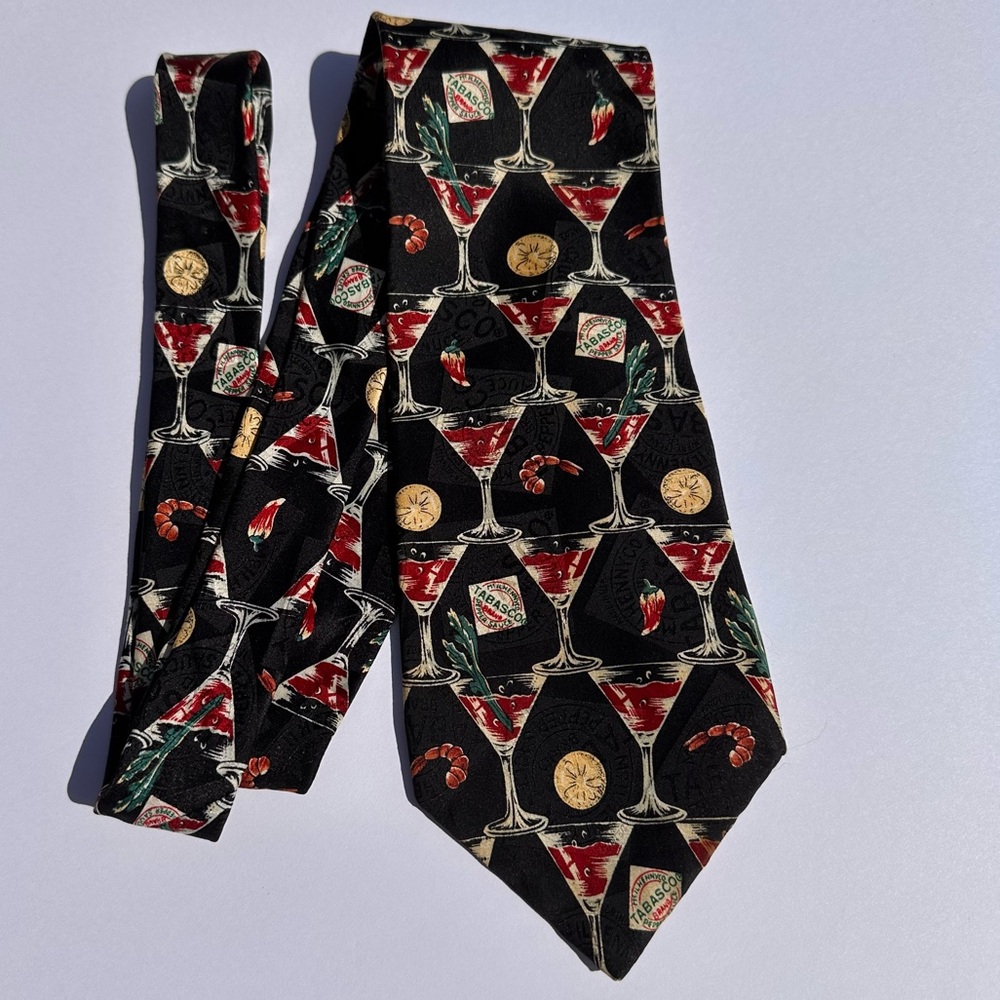 TABASCO | 100% Silk Tabasco Martini Bloody Mary Shrimp Print Tie